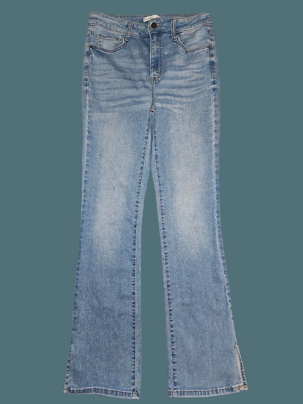 Nine West Sculpting Denim Boot Cut Split Hem Hi-Rise Jeans Women 10L 32.5" Ins.